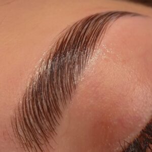 Cejas bien definidas y cuidadas.
